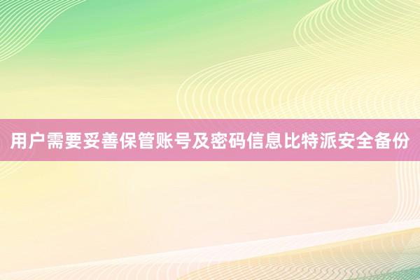 用户需要妥善保管账号及密码信息比特派安全备份