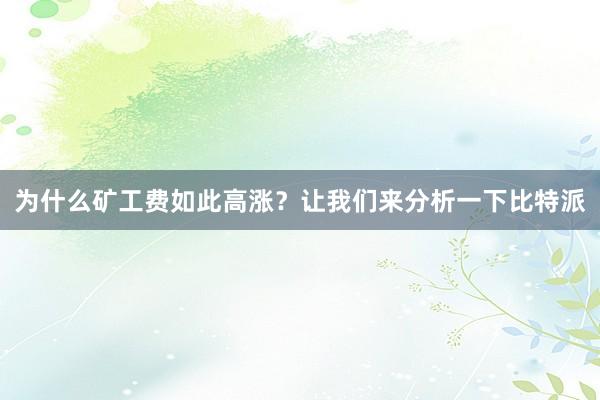 为什么矿工费如此高涨？让我们来分析一下比特派